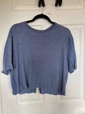 lululemon athletica Cropped Relaxed Crew Tee - Heather Blue